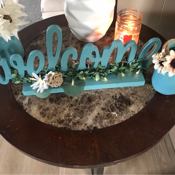 Decorative Handmade Wooden Lighted Welcome Sign with Matching Mason Jars - Picture 4 of 5